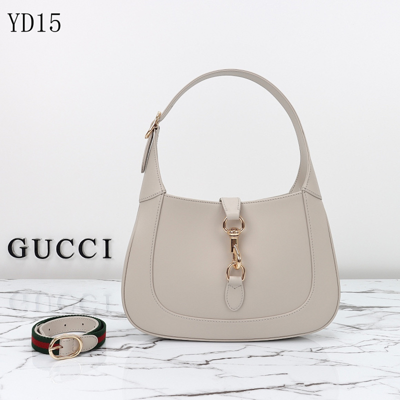 Gucc1 YD15 Beige Leather Shoulder Bag