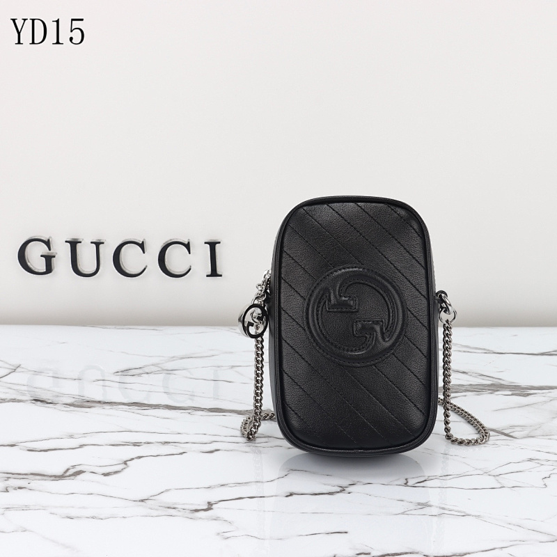 Gucc1 YD15 Black Quilted Leather Crossbody Bag
