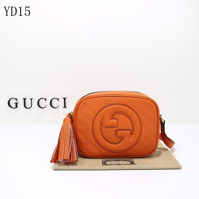 Gucc1 Model YD15 Orange Quilted Leather Crossbody Bag