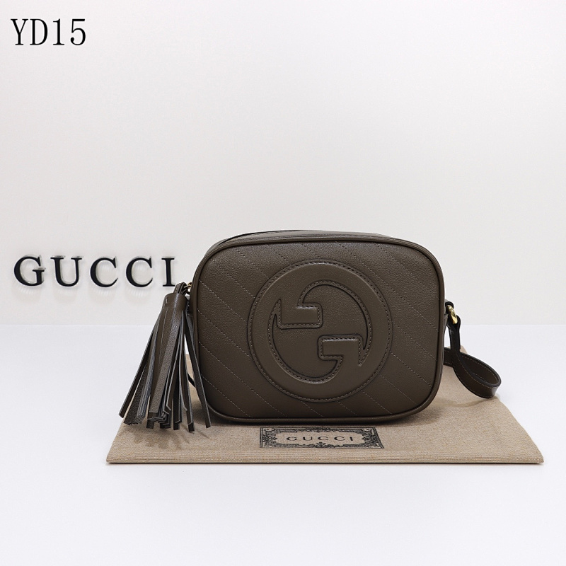 Gucc1 Model YD15 Quilted Leather Crossbody Bag with GG Logo