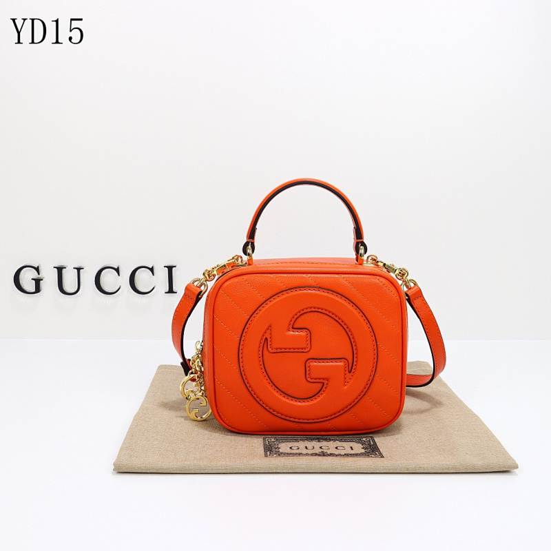 Gucc1 YD15 Orange Quilted Leather Top Handle Bag