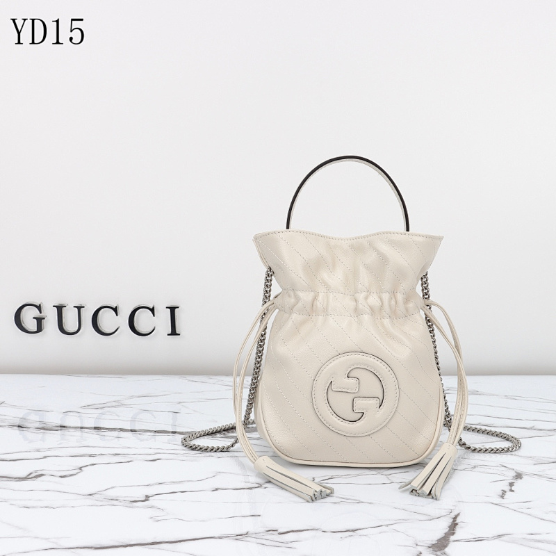 Gucc1 YD15 Quilted Leather Drawstring Bag