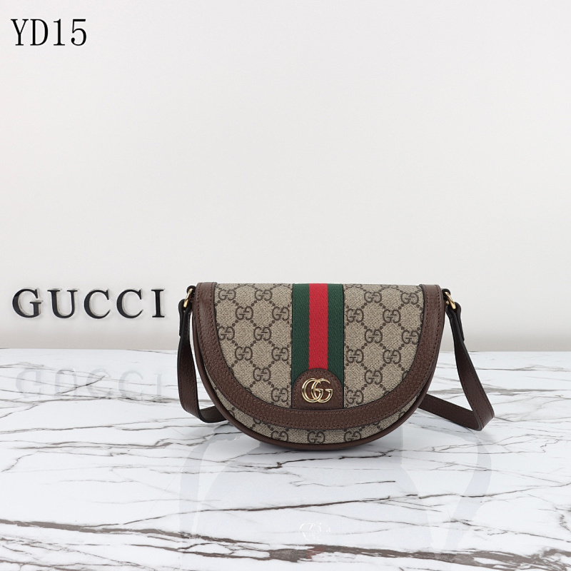 Gucc1 YD15 Brown Monogram Shoulder Bag
