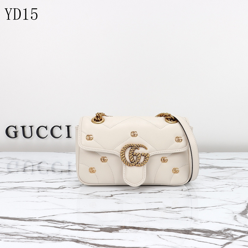 Gucc1 Model 446744 White Leather Small Double G Bag