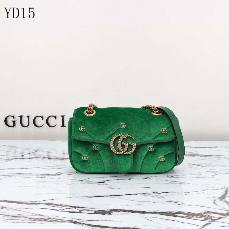 Gucc1 Model 446744 Green Velvet Small Double G Bag