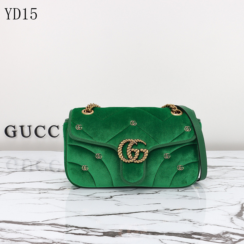Gucc1 443497 Green Velvet Small GG Marmont Shoulder Bag