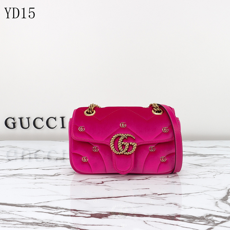 Gucc1 YD15 Velvet GG Marmont Shoulder Bag