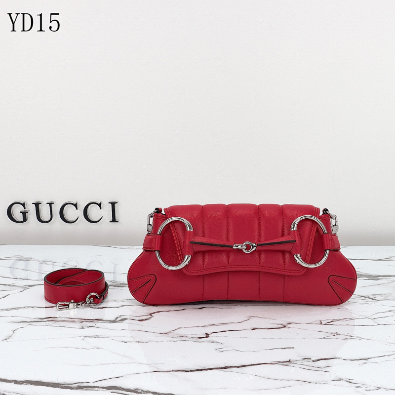 Gucc1 YD15 Red Quilted Leather Shoulder Bag