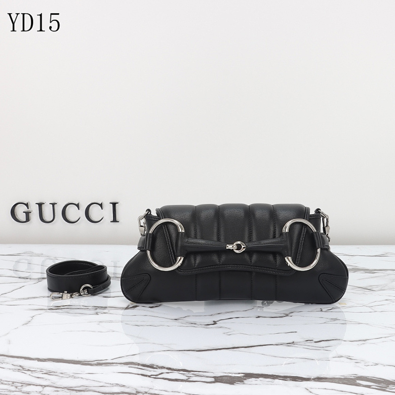 Gucc1 Model 764339 Black Leather Shoulder Bag