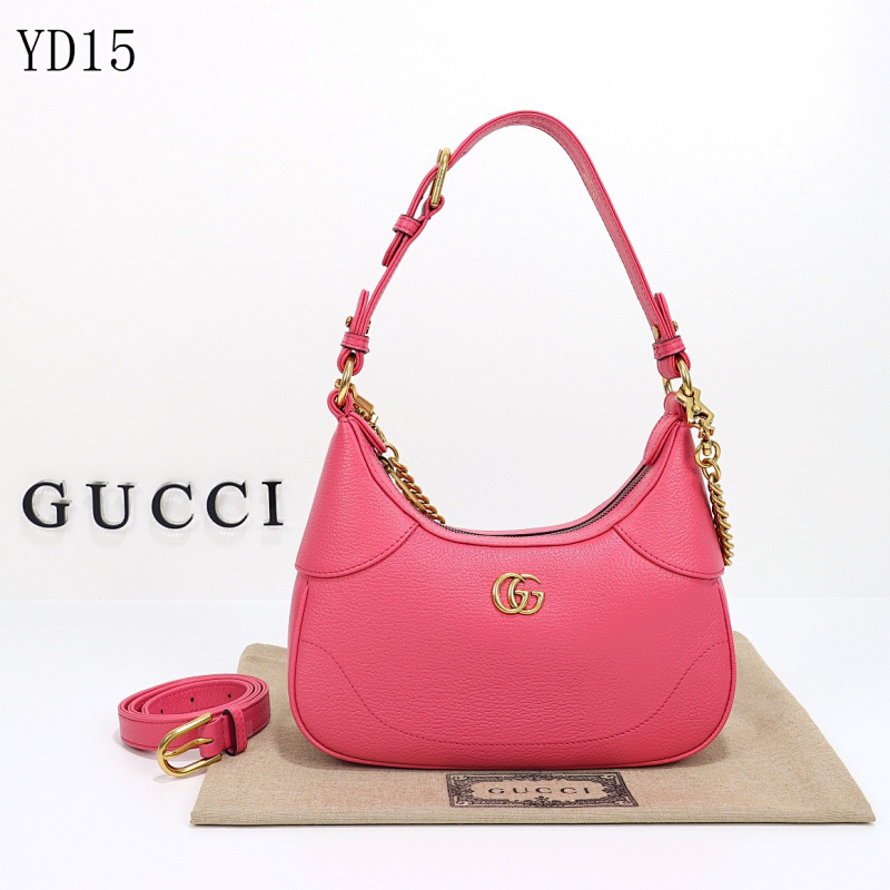 Gucc1 Model 731817 Pink Leather Shoulder Bag with Gold Hardware