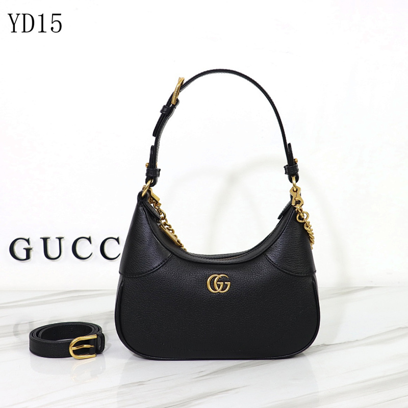cover-164778330 Gucc1 YD15 Black Leather Shoulder Bag with Gold Chain