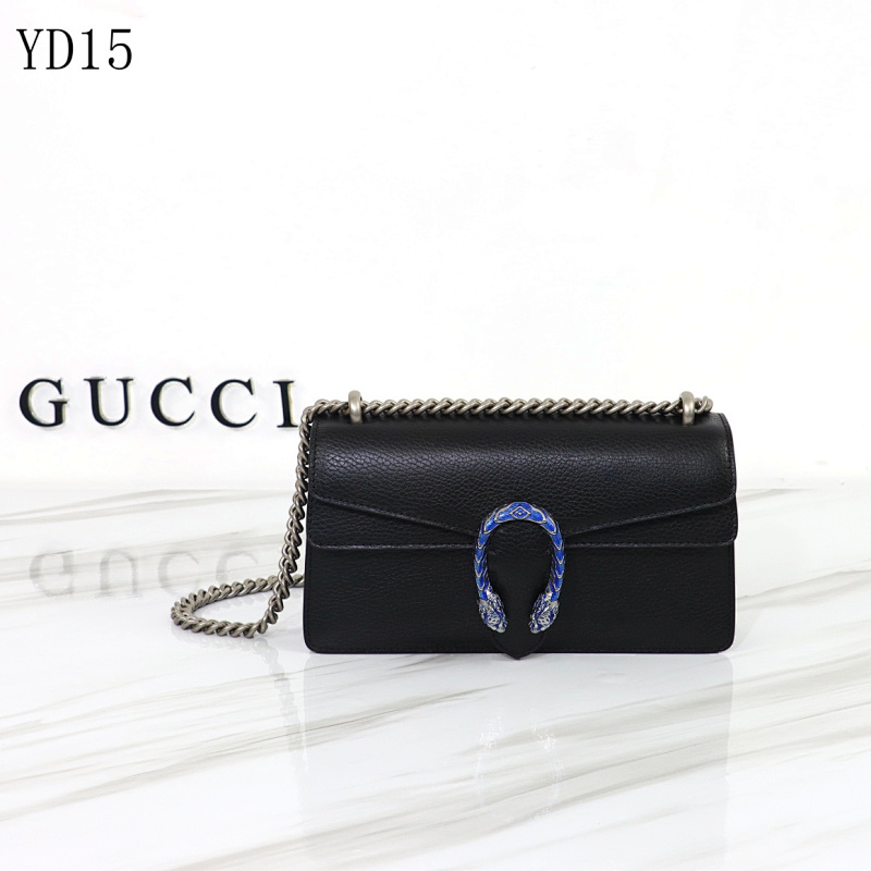 Gucc1 YD15 Blue Dragon Clasp Leather Handbag