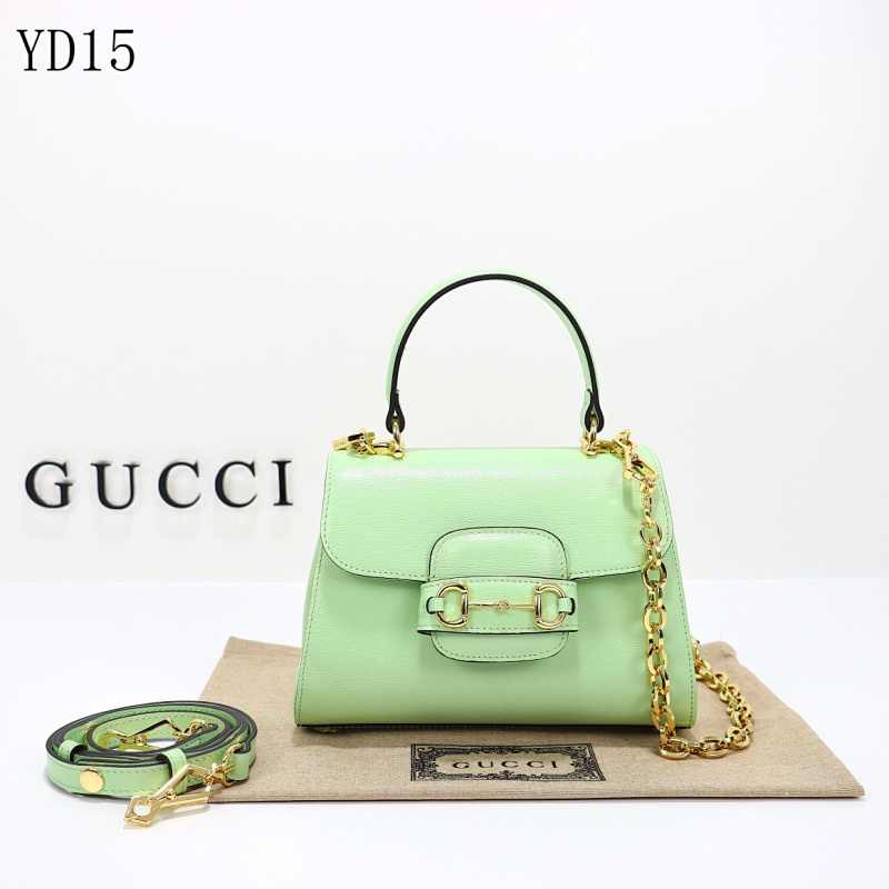 Gucc1 YD15 Green Leather Top Handle Bag