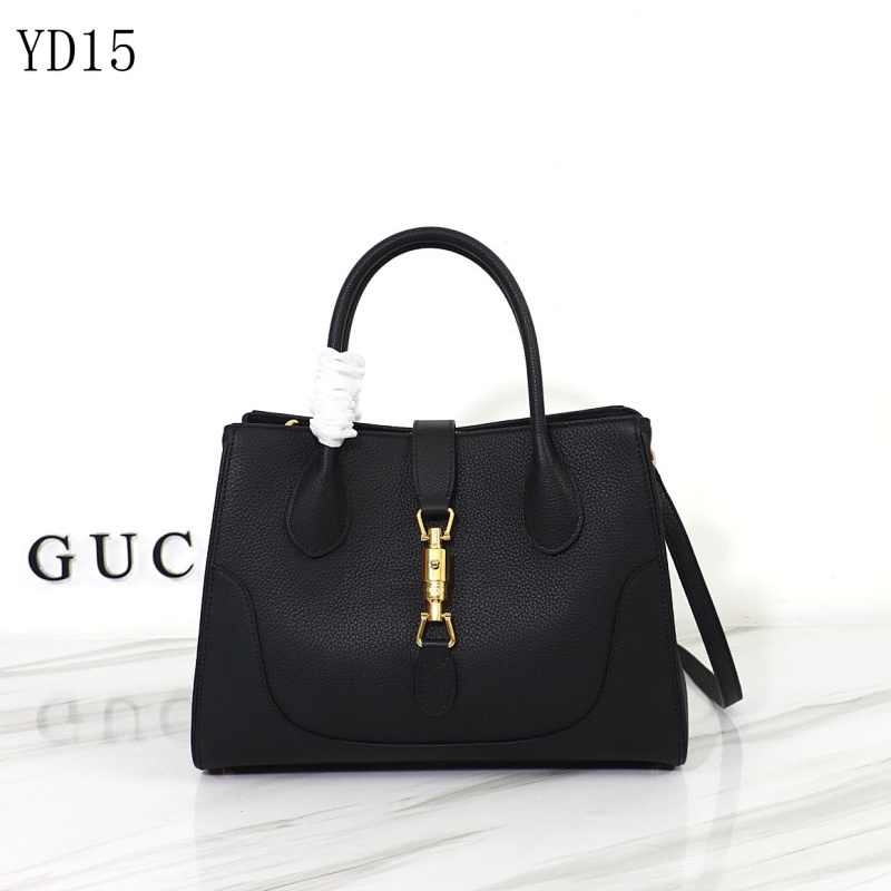 Gucc1 YD15 Black Leather Tote Bag