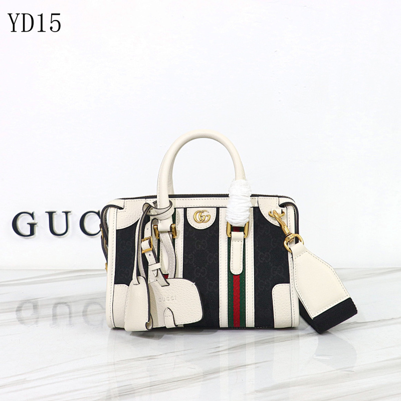 Gucc1 Model 715771 GG Supreme Canvas and Leather Top Handle Bag