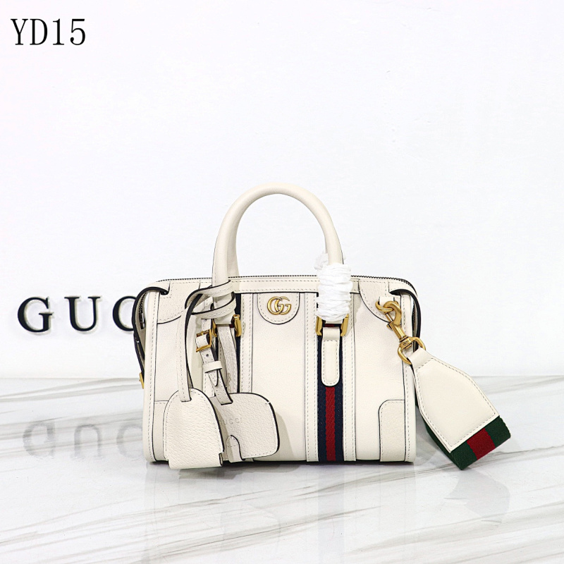 Gucc1 Model 715771 White Leather Top Handle Bag