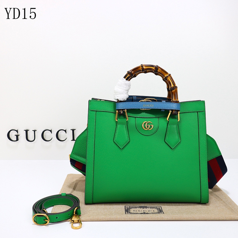 Gucc1 Model 702721 Green Bamboo Top Handle Bag