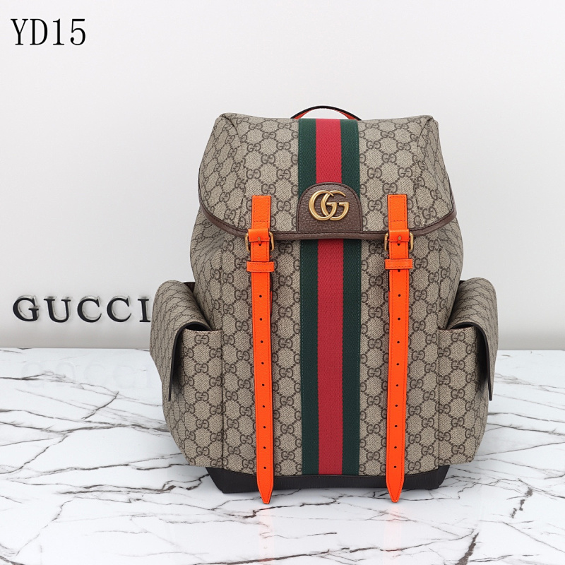 Gucc1 598140 GG Supreme Backpack with Fluorescent Orange Straps