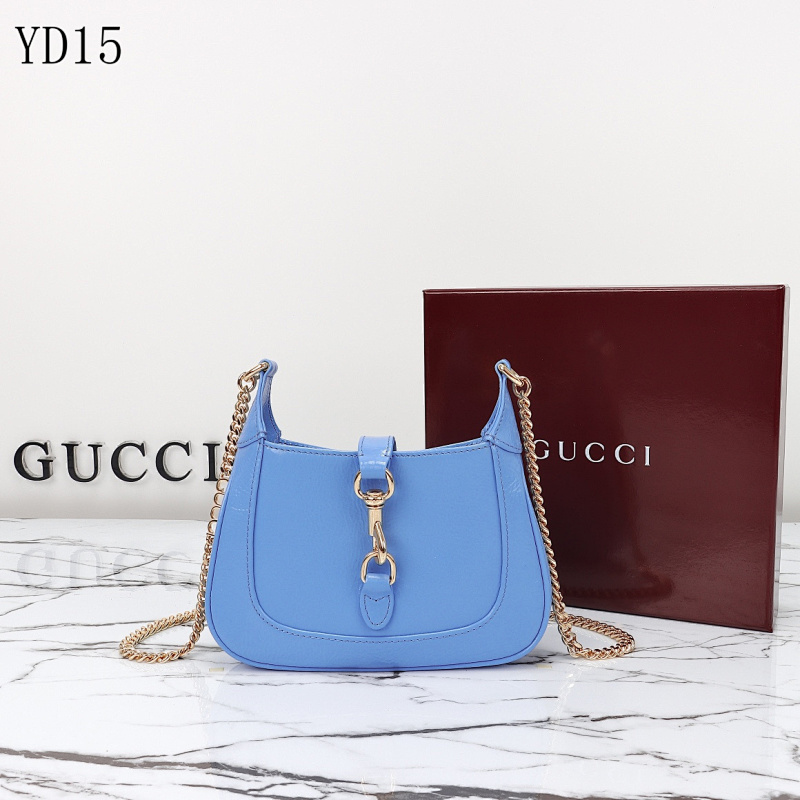 Gucc1 YD15 Blue Leather Crossbody Bag