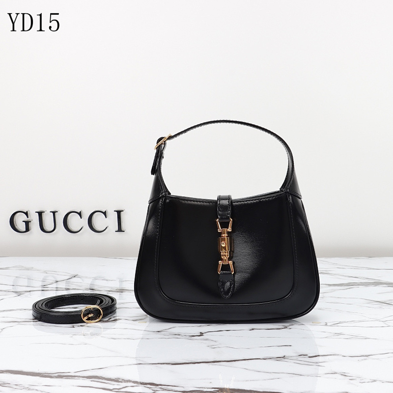 Gucc1 YD15 Black Leather Shoulder Bag