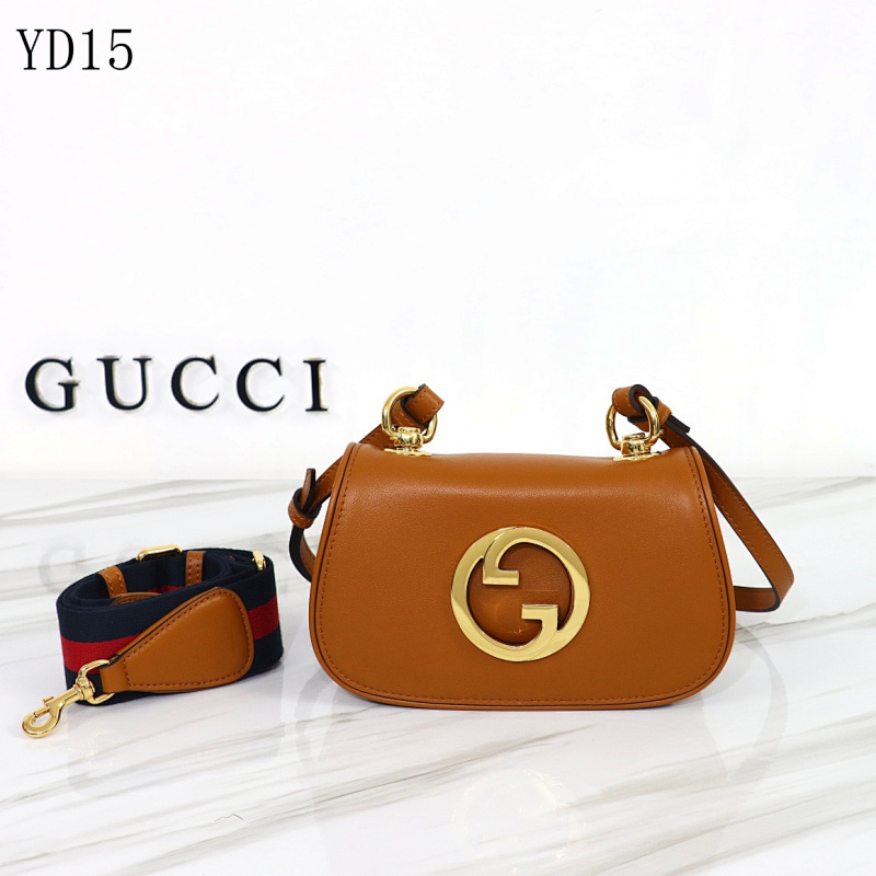 Gucc1 YD15 Brown Leather Crossbody Bag with Interlocking G