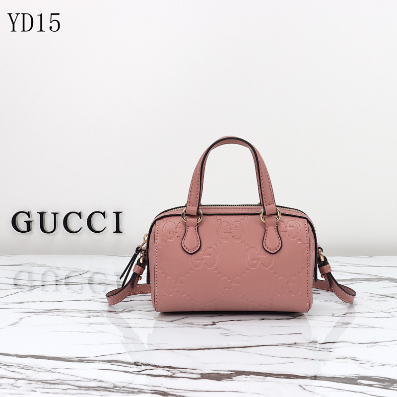 Gucc1 YD15 Pink GG Supreme Mini Top Handle Bag