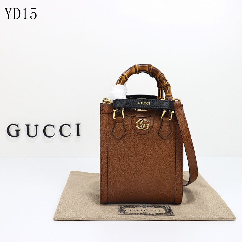 Gucc1 YD15 Brown Leather Shoulder Bag