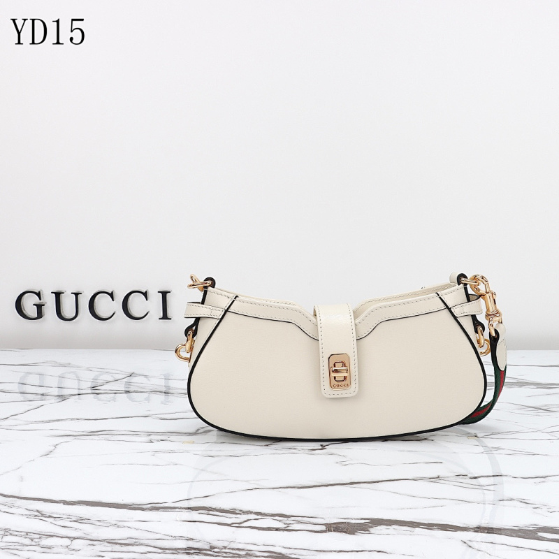 Gucc1 YD15 White Leather Crossbody Bag