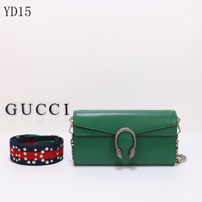 Gucc1 YD15 Green Leather Dionysus Wallet on Chain