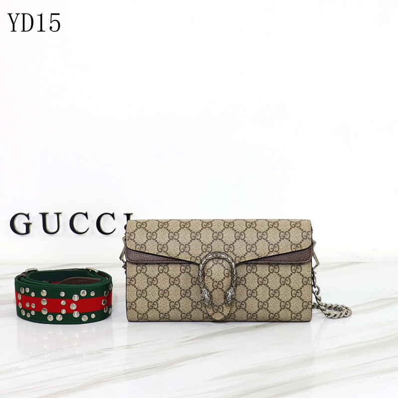 Gucc1 YD15 GG Supreme Shoulder Bag with Chain Strap