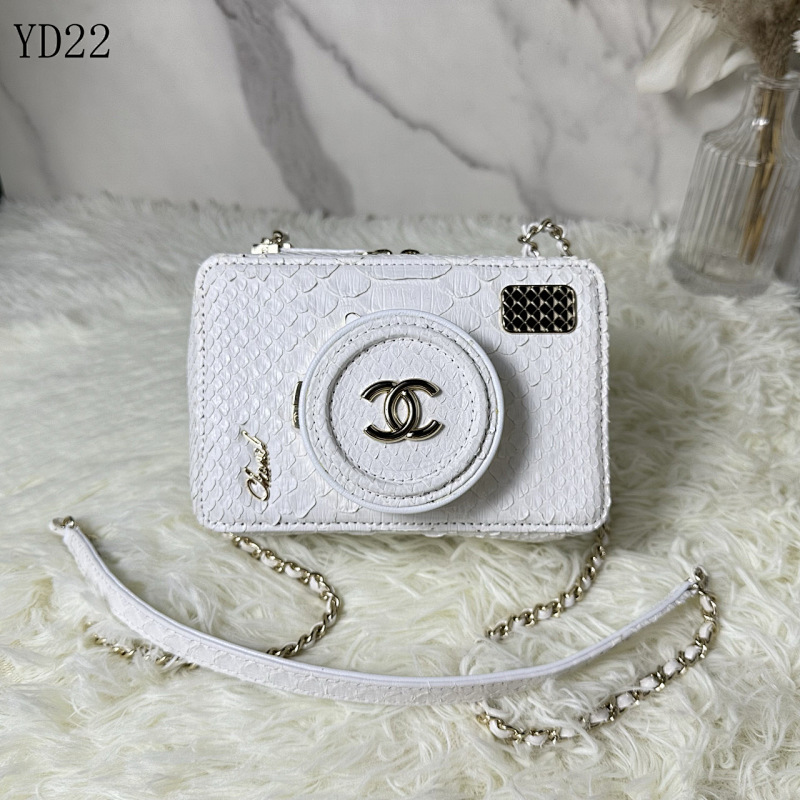 CHANELL Camera Bag AS4817 White Python-Embossed Leather