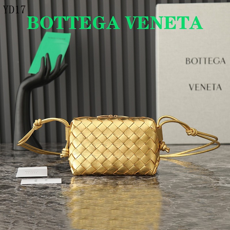 BOTTEGA VENETA 680254 Intrecciato Woven Gold Crossbody Bag