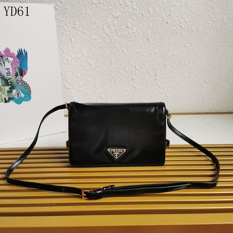 PRADA YD61 Black Leather Crossbody Bag