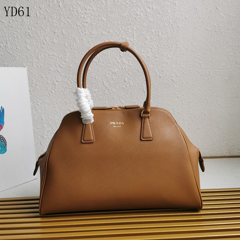 Pr4da Tote Bag YD61 Large Brown Saffiano Leather
