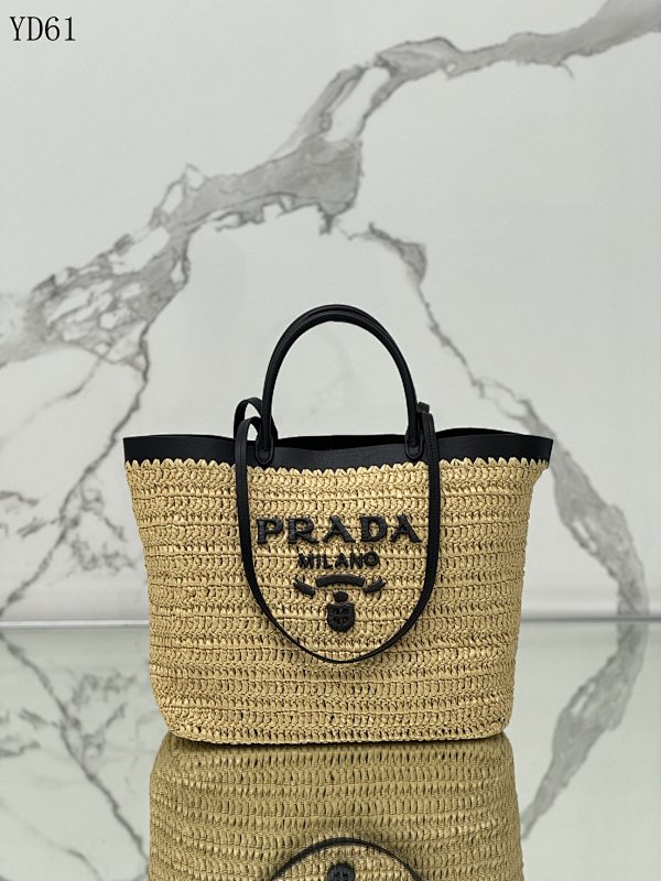 Pr4da 1BG499 Raffia Tote Bag