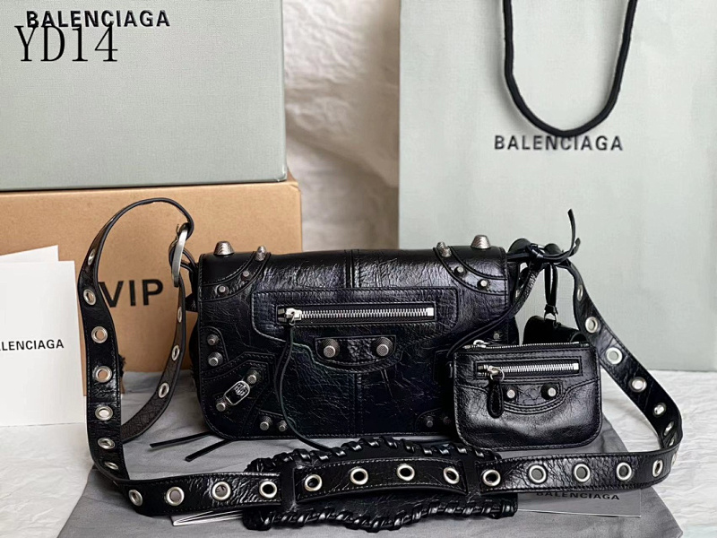 Balensiaga 1206 Black Wax Leather Crossbody Camera Bag