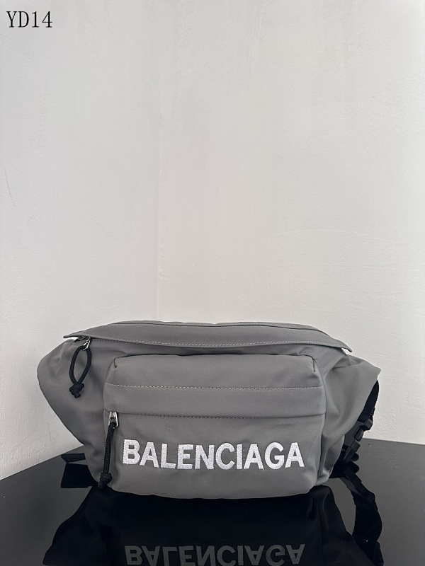 Balensiaga Belt Bag# Gray Canvas Embroidered Waist Pack