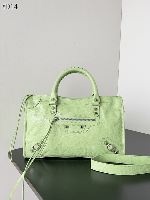 Balensiaga Parisienne #YD14 Green Crocodile-Embossed Leather Tote