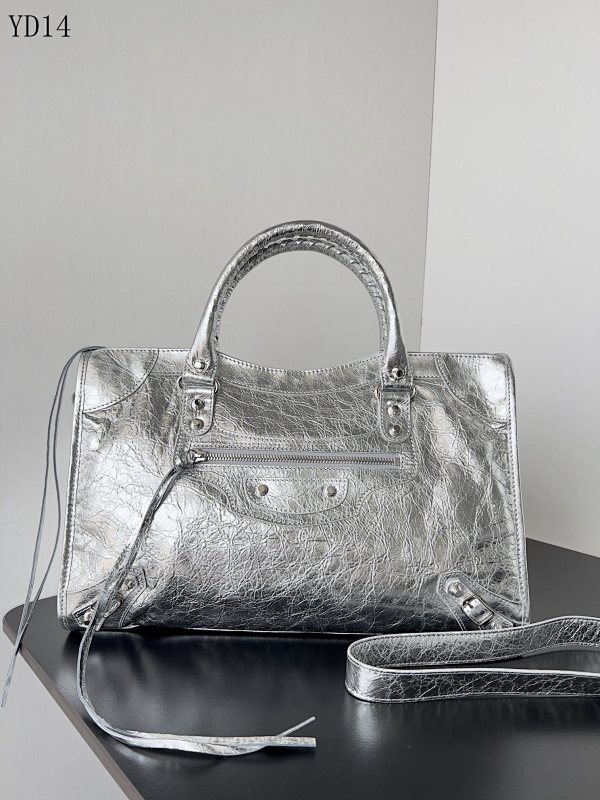 Balensiaga Classic City Bag #YD14 Silver Metallic