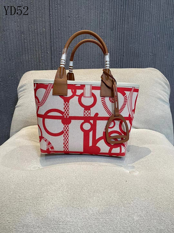 Hermez YD52 Red and White Monogram Tote