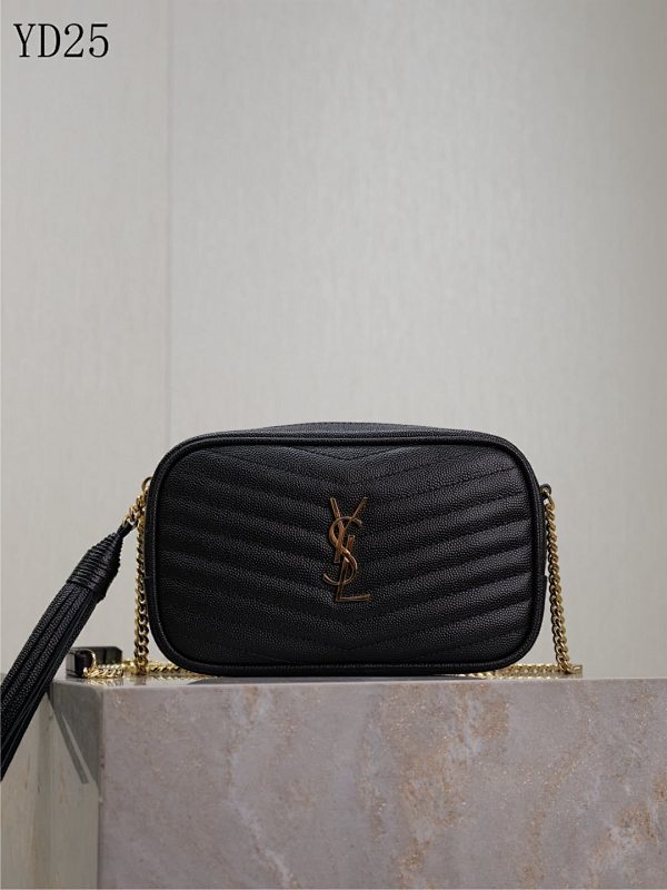 YSL YD25055 LOU MINI BAG Black Calfskin Camera Bag