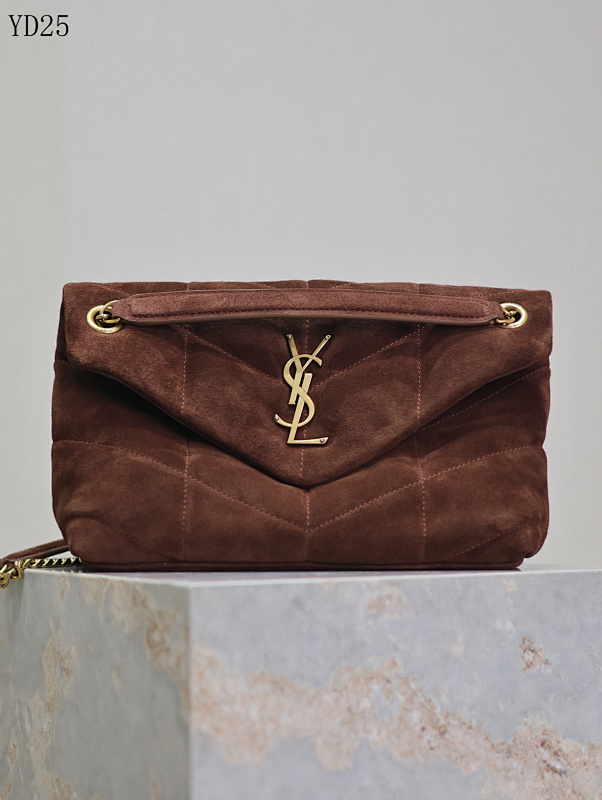 YSL YD25073 Quilted Suede Shoulder Bag