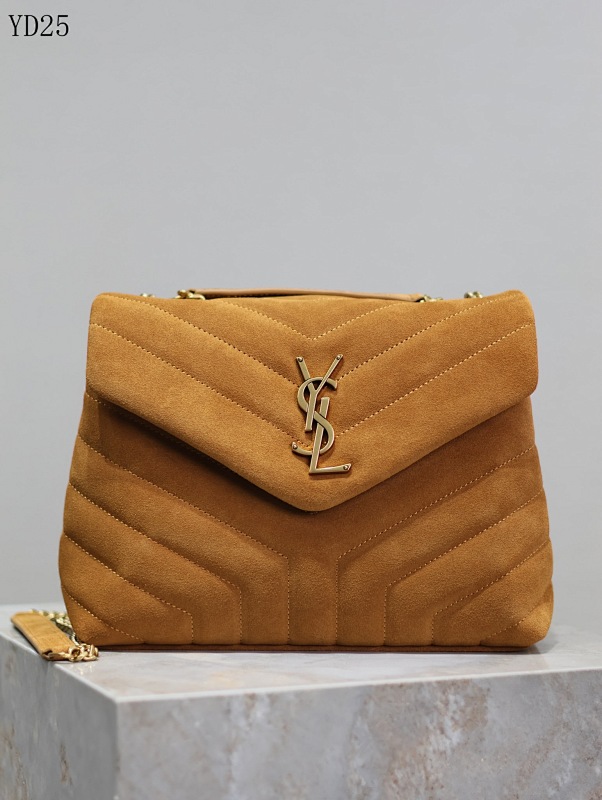 YSL SntLaurent YD25065 Quilted Suede Shoulder Bag