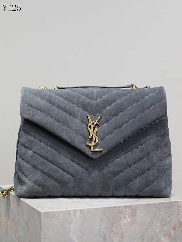 YSL YD25080 Quilted Suede Shoulder Bag
