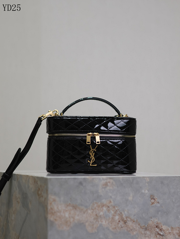 YSL YD25065 Quilted Patent Leather Mini Box Bag