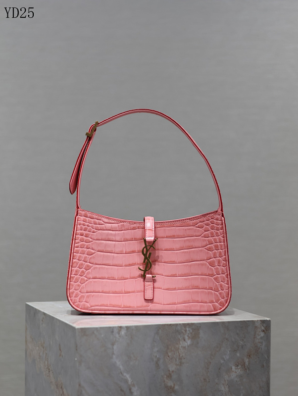 cover-183775782 YSL YD25 Pink Crocodile-Embossed Shoulder Bag