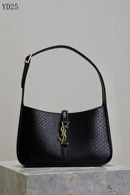 YSL YD25 Black Python-Embossed Shoulder Bag