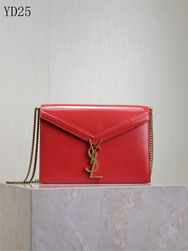 YSL YD25 Wallet on Chain Red Leather Clutch
