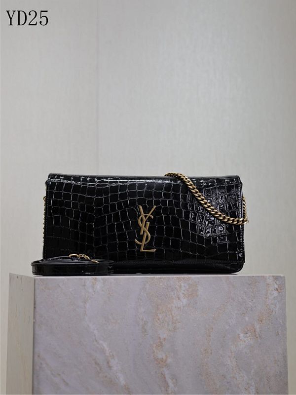 YSL YD25062 Crocodile-Embossed Clutch Bag