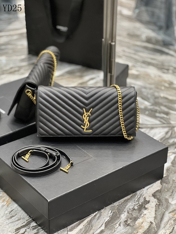 YSL YD25066 Quilted Leather Wallet on Chain